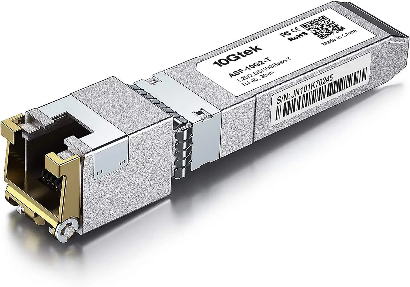 10GBase-T Cisco SFP-10G-T-S Ubiquiti Mikrotik Compatible Transceiver, 10G SFP+ RJ-45 1.25/2.5/5/10G-T CAT.6a Copper Transceiver