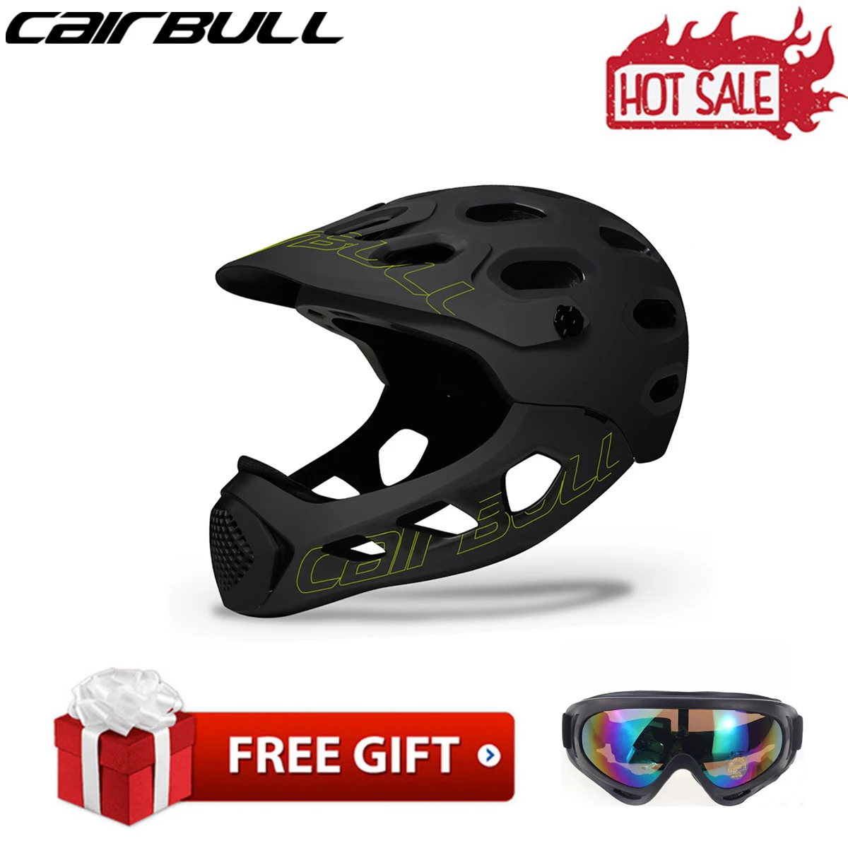 Cairbull Full Face Cycling Helmet Woman Mtb Bike Cap Bicycle Helmet Man Mountain Sports Safety Bike Hat Light Integrally-Molded