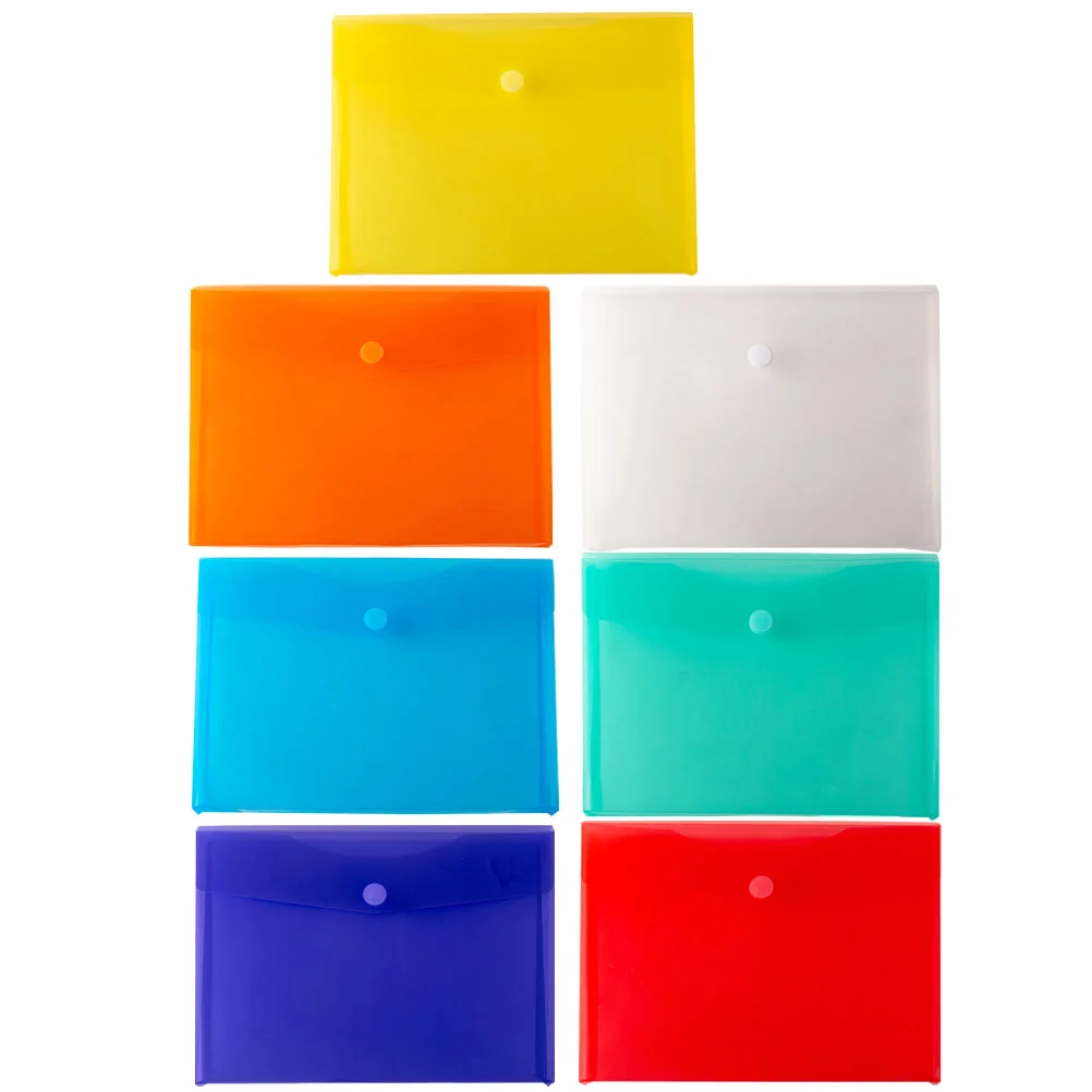 

7 Pcs File Holder Button Design Bags Snap Folders Plastic Vertical Document Pp Storage Organizers Office Supplies