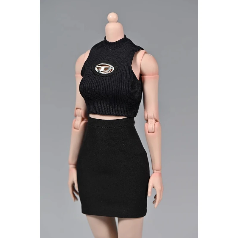 At203 1/6 весы солдат женская короткая рубашка жилет длинные топы модель одежды для 12