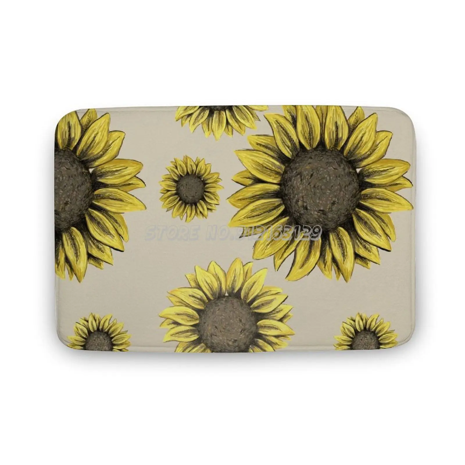 

Sunflower Sketch Floor Mat Bathroom Non-slip Floor Rugs Bars Cafes Door Mat Amber Ryder Artist Sketch Summer Flower Yellow Sunfl