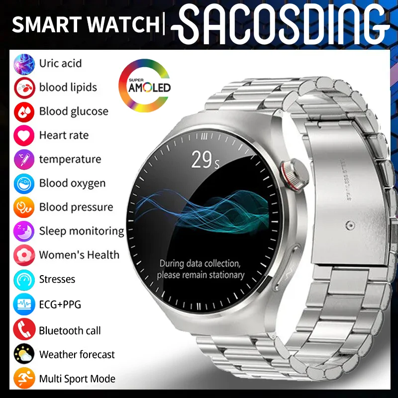2024 Смарт-часы с ЭКГ + микро-физическим осмотром мужские Пять органов управление
