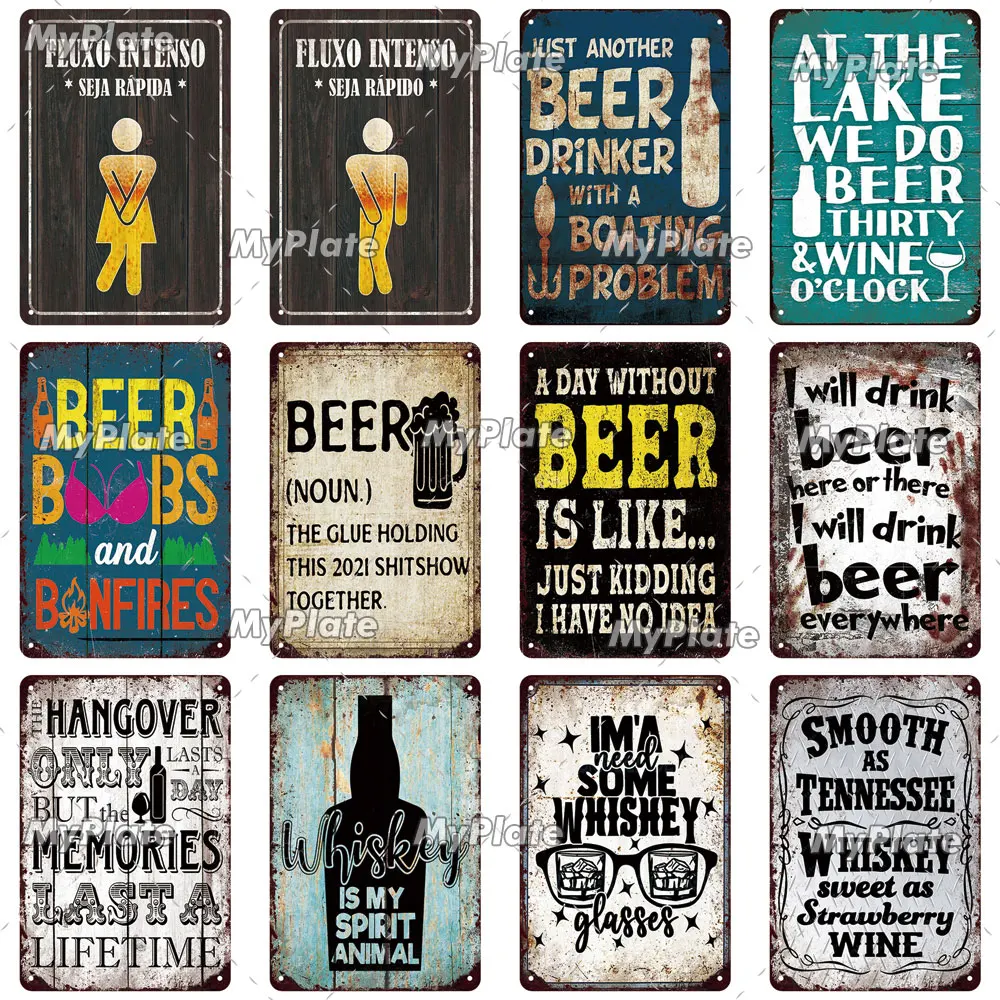 Металлический Ретро-знак для пива вина Жестяная Табличка украшения стен бара