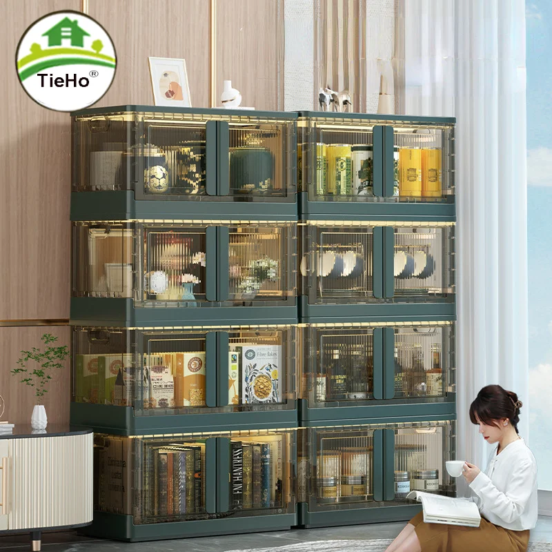 

Free Installation Folding Storage Cabinet Household Portable Clothing Storage Box Stackable Storage Shelf Organizers Furniture
