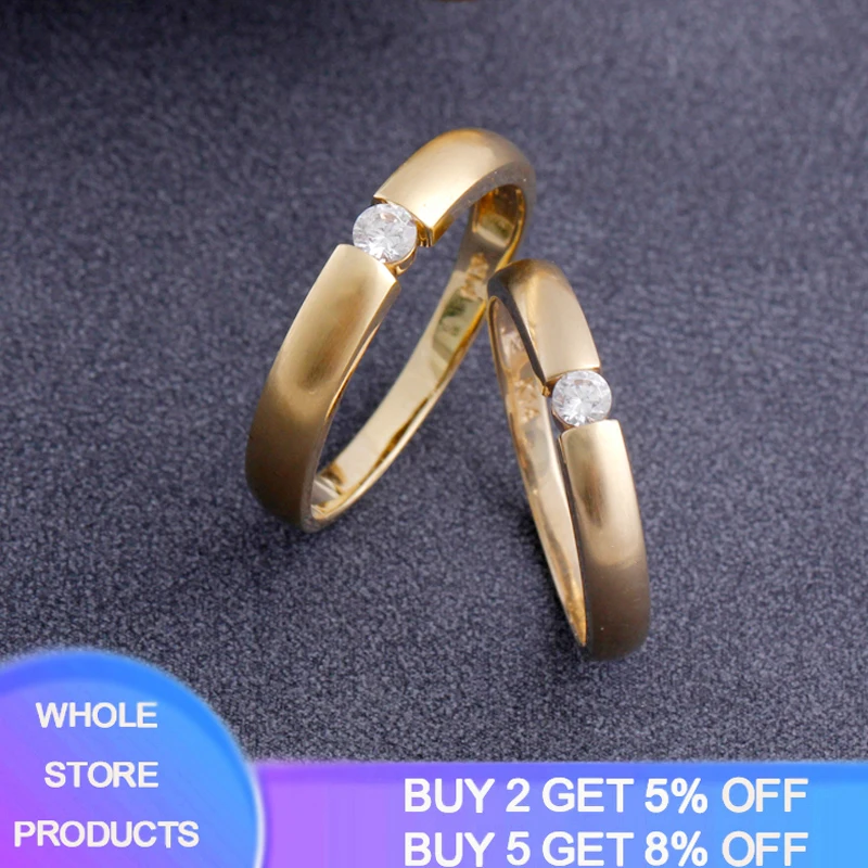 

Free Sent Certificate Tibetan Silver S925 Rings Lover Couples Jewelry Charm 14K Gold Color Zircon Engagement Rings for Men Women
