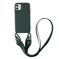 luxury soft silicone crossbody necklace phone case for iphone 12 mini xr xs x se 7 8 plus 13 pro max 14 lanyard cord strap cover