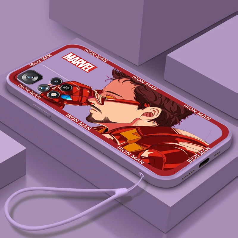 

Marvel Iron Man Avengers Logo Liquid Rope Phone Case For Xiaomi Redmi Note 12 11 11S 11T 10S 10 9S 9T 9 Pro Speed Plus 5G Cover