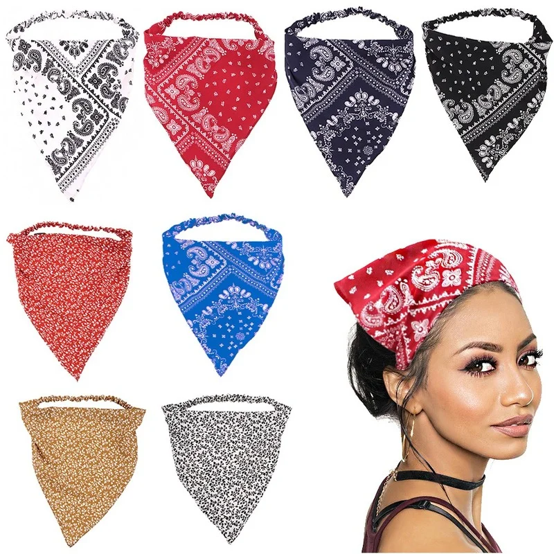 

Various Styles Women's Bandana Triangle Bandana Soft Elastic Hairband Boho Floral Print Scarf Hair Accessory Headwear
