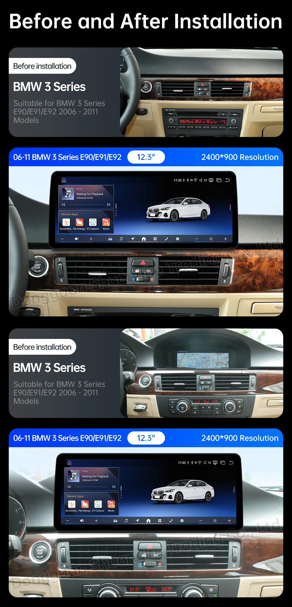 Фото GPS Android 16 Автомобильный мультимедийный видеоплеер для BMW 3 серии E90 E91 E92 2006-2011 с QLED-экраном, Bluetooth и 4G №2