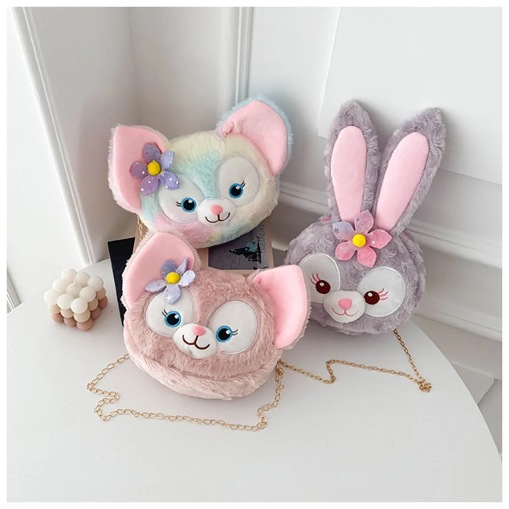 

Плюшевая сумка на плечо из мультфильма Disney, милая плюшевая Аниме Сумка-Кроссбоди, пушистые сумки Linabell, вместительный милый рюкзак