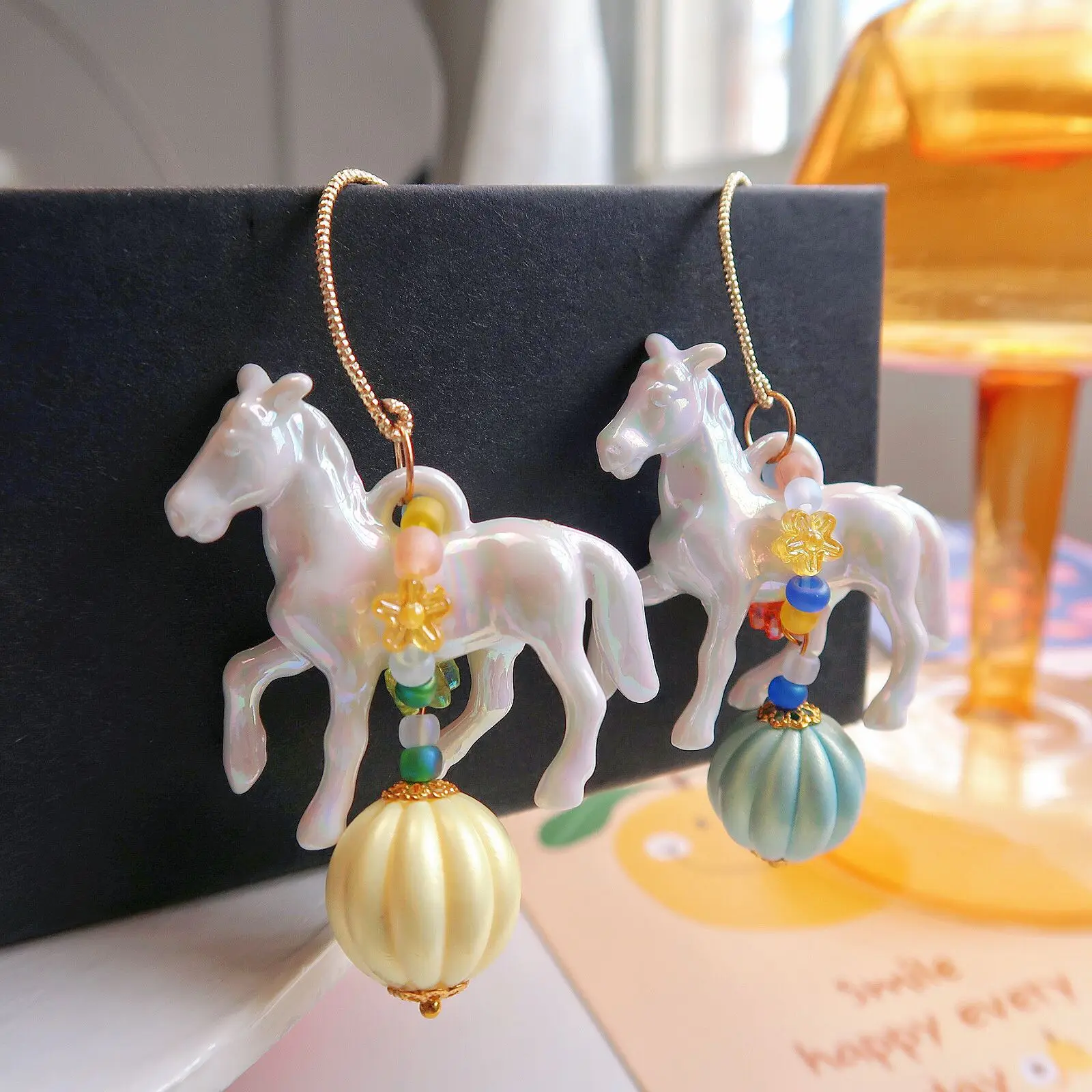 

Creative Colorful Beaded Horse Earrings Versatile Earrings Sweet Premium Earrings Girl Friendship Gift Jewelry Accessories
