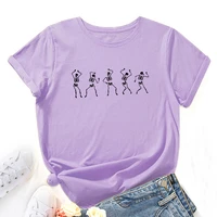 summer cotton women t shirt 5xl skeleton dancing print short sleeve graphic tee tops casual o neck female ts