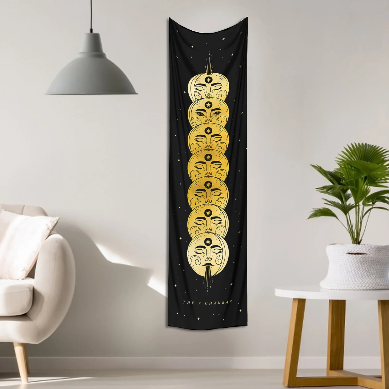 

Moon phase Tapestry sun Chakras Stars Space Psychedelic Black meditation Wall Hangings Throw Blanket Home Decor Wall Hanging