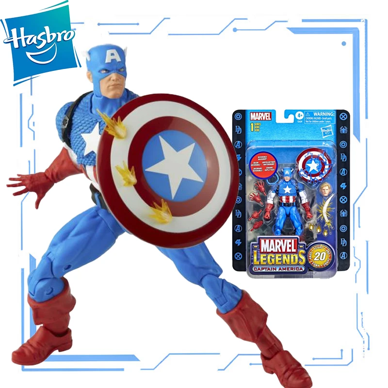 

Фигурка героя Hasbro из серии «Легенды Marvel», Капитан Америка, 20-я годовщина, 6-дюймовая модель, игрушка для мальчиков, подарок для рождественско...