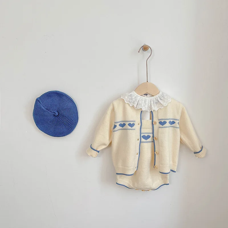 

Autumn Infant Clothes Girl Children Knitted Cardigan Love Sweater Boy Baby Cotton Tops Coat Newborn Knitting Suspenders Bodysuit