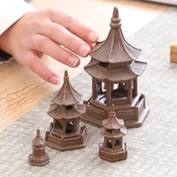 garden accessories tea pet ornaments octagonal pagoda feng shui mini ceramic decorations for home decore black tea play