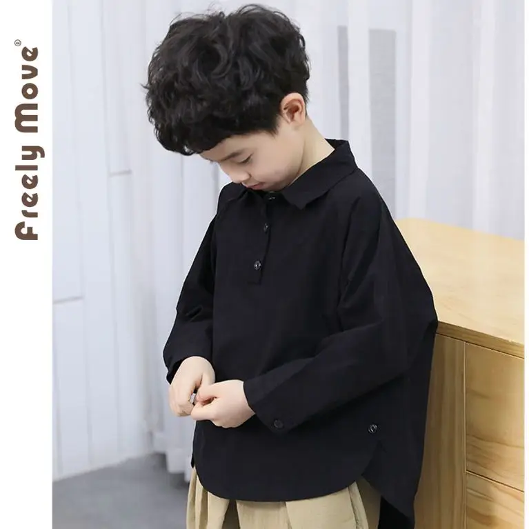 

Freely Move Casual Children's Clothing 2023 New Autumn Kids Clothes Solid Long Sleeve Girls Tops Children Clothing Boys Blouses