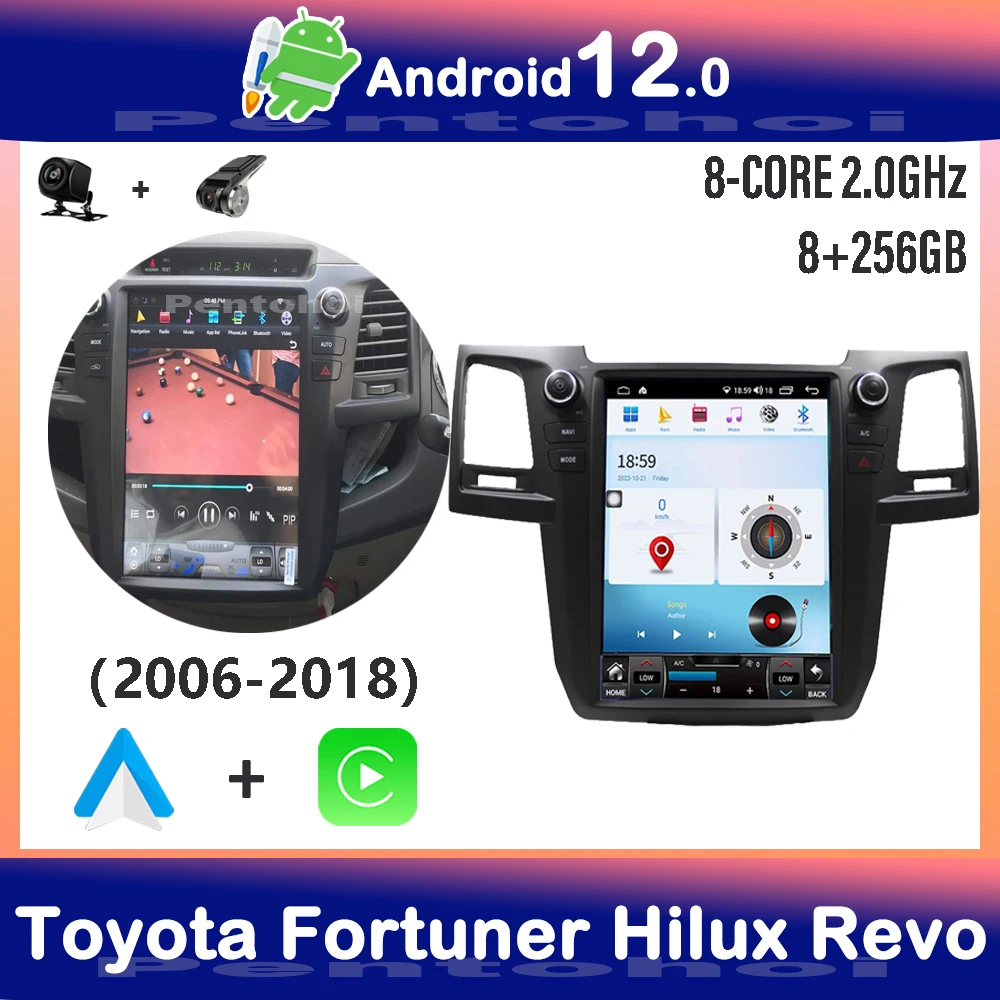 

Pentohoi для Toyota Fortuner Hilux Revo Android радио автомобильное Стерео GPS Carplay 12,1 дюймовый экран Тесла мультимедийный автомобильный видеоплеер