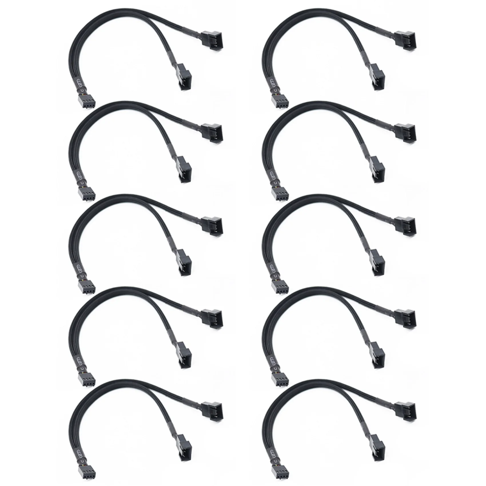 

10X 1 to 2 Way Braided Cable Y Splitter 3/4 Pin PWM Male Connector Fan Computer PC Fan Extension Adapter Cable