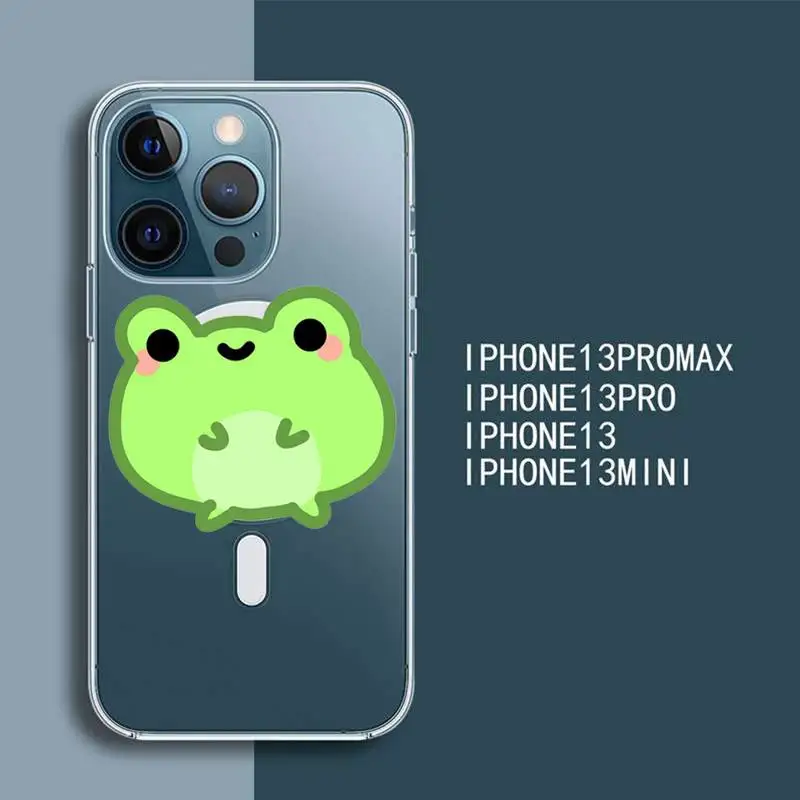 

frog lovely cartoon animal Phone Case Transparent Magsafe Magnetic Magnet For iPhone 13 12 11 Pro Max Mini Wireless Charging