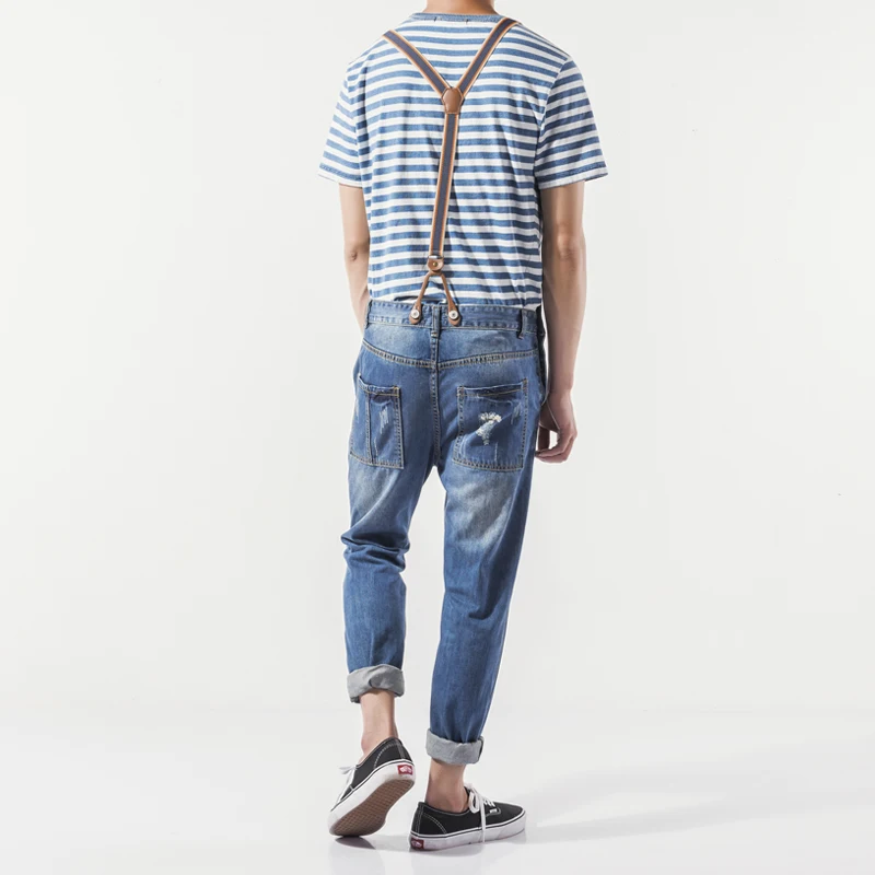 Denyblood Jeans Mens Distressed Jeans Ripped Denim Overalls Bib Pants Jumpsuit for Mens 2022 Casual Pants jean baggy vintage