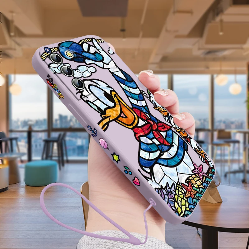 

Disney Cute Minnie Mickey Samsung Phone Case For Galaxy S23 S22 S21 S20 Pro FE Note 20 Plus Ultra Liquid Left Rope Cover