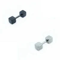 925 silver black square dumbbell stud earrings fashion hot selling jewelry exquisite 2022 new brand