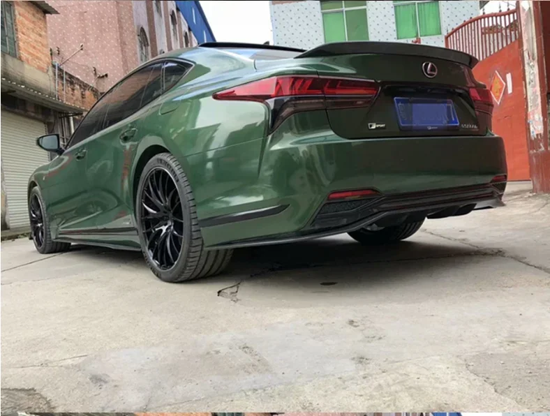 Фото Для Lexus LS350 LS500 2020-2022 бампер из настоящего углеродного волокна, передние разветвители для губ, задний диффузор, боковая юбка, спойлер, защитный комплект кузова №4