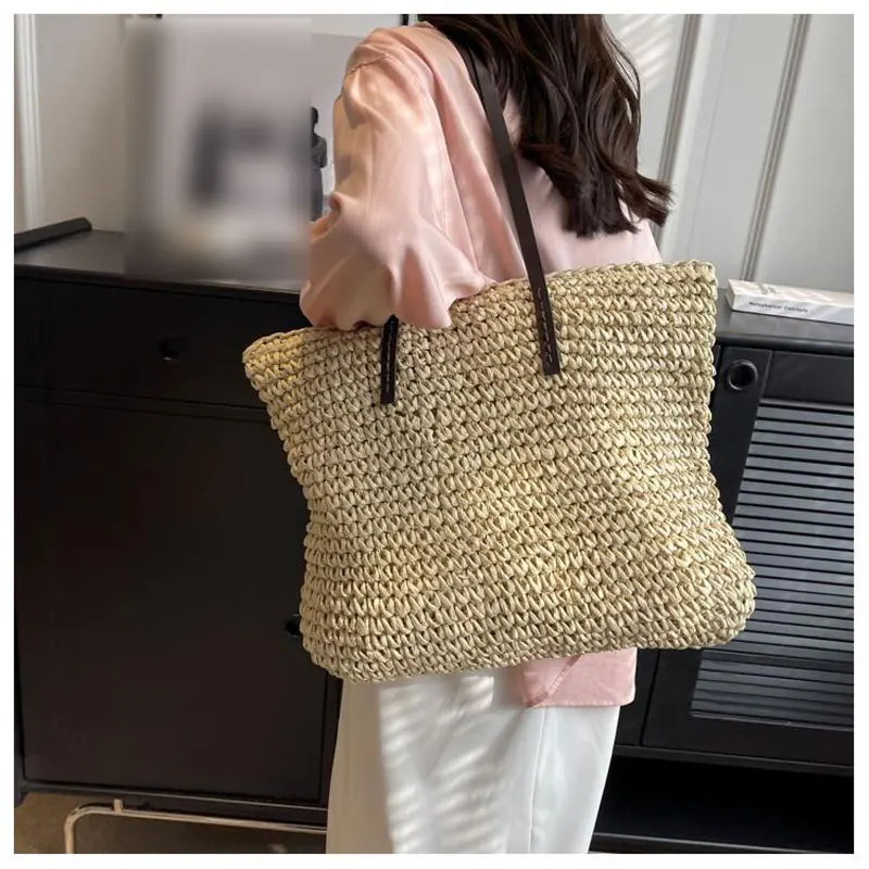 

Женские сумки-мессенджеры, соломенная дамская сумочка на одно плечо, однотонная модная вместительная женская сумка