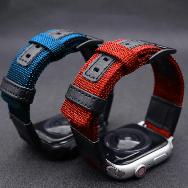 

Ремешок для Apple watch band 44 мм 45 мм 42 мм 41 мм 40 мм 38 мм Jeep Canvas, нейлоновый кожаный браслет для iwatch Series 3 4 5 6 SE 7
