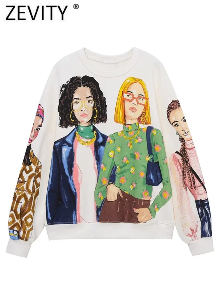 

Women Fashion Contrast Color Girls Print Casual Fleece Sweatshirts Female Long Sleeve Hoodies Chic Pullovers Tops H2459