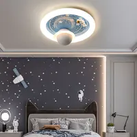 Space Ceiling Light Child Room Astronaut Children Lamp Baby Kids Decoration Led Lights Modern Lamps Hanging Home Decor Moon