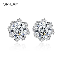sp lam 1 carat silver moissanite earrings certified elegant woman stud bridal ladies wedding earing 925 sterling fine jewelry