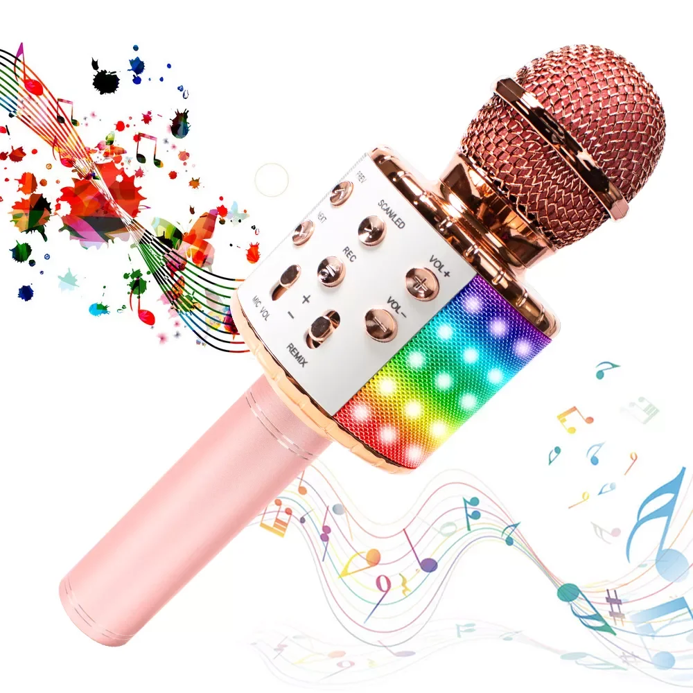 

Led Wireless Microphone Karaoke Mic With Speaker Ktv Player Portable Speaker Kids Microphone Children'S Gifts