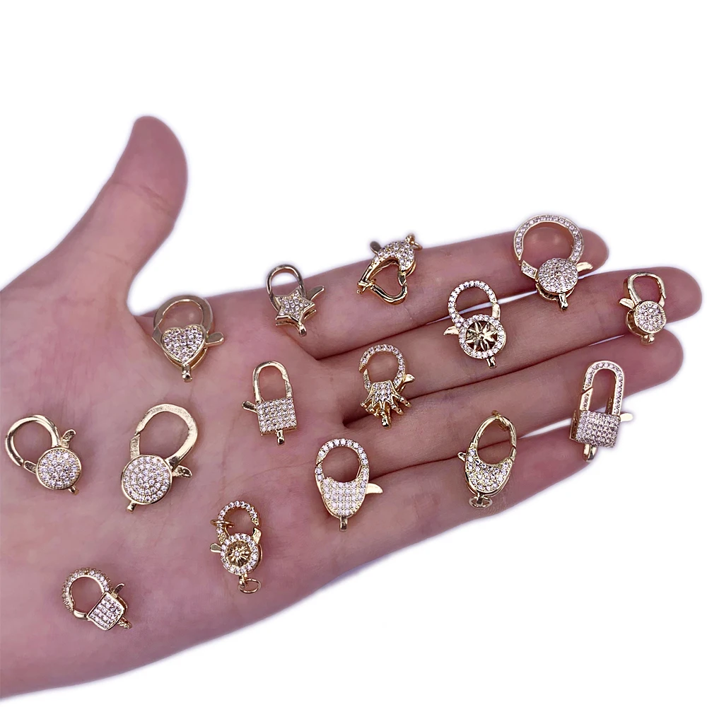 

DIY Metal Lobster Claw Clasp Zircon Gold Plated Necklace Bracelet Keychain Connectors For Jewelry Making Findings Accessories