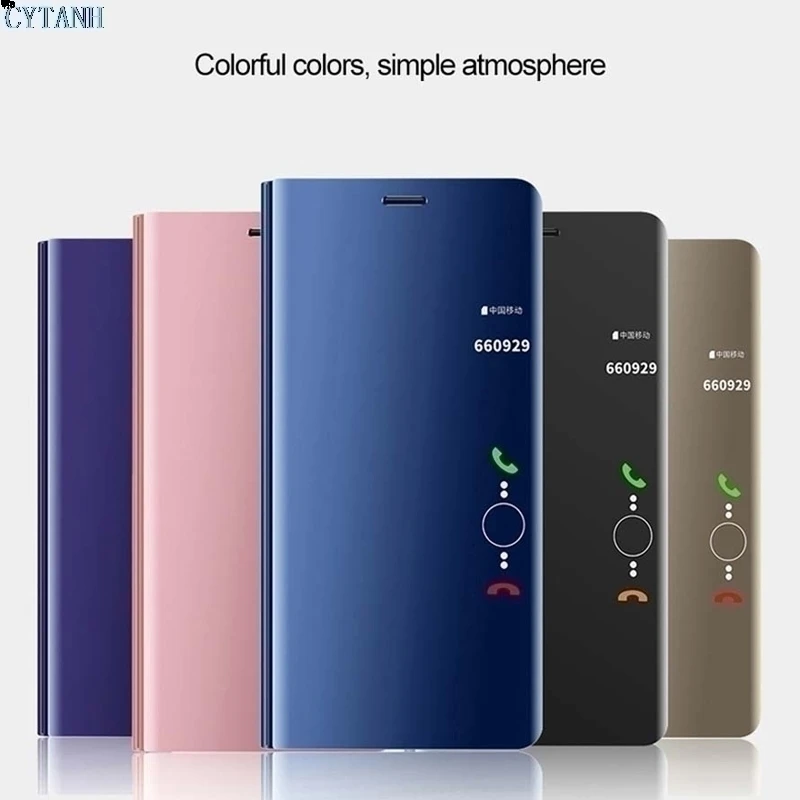 smart mirror flip case for oppo realme 5 6 8 pro leather shockproof stand phone cover for realme 5i 6i 7i c12 c17 x3 x50 x50m 5g free global shipping