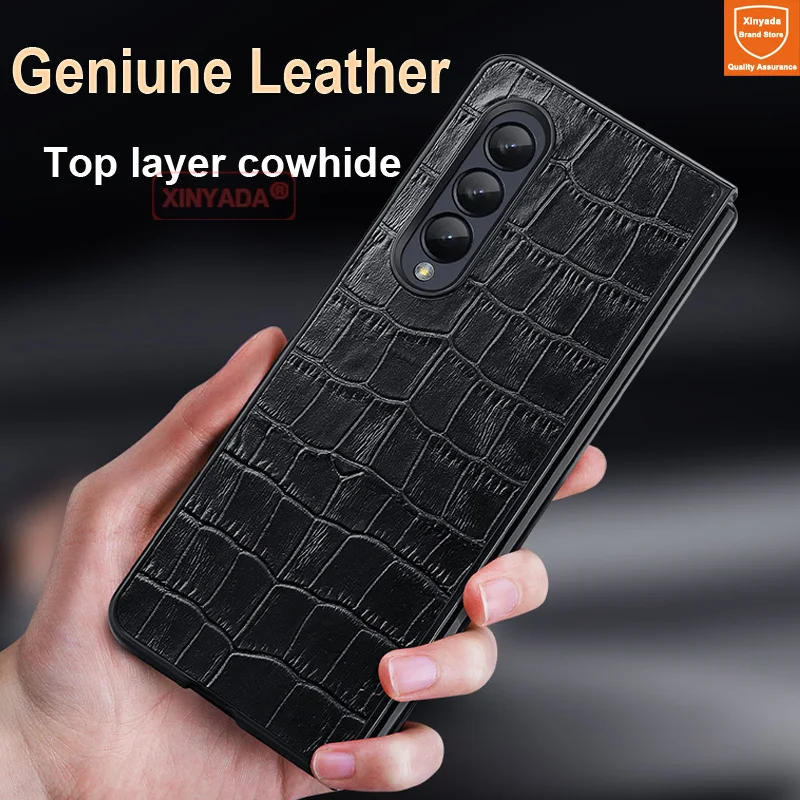 

Роскошный чехол для телефона из натуральной кожи для Samsung Galaxy Z, складной чехол с искусственной крокодиловой кожей для Samsung Galaxy Z, складной че...