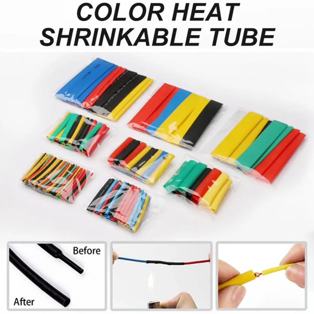 

164Pcs/Bag Practical Anti-rust Tubing Wrap Sleeve Plastic Flexible Wire Cable Heat Shrink Tubing for Repairing