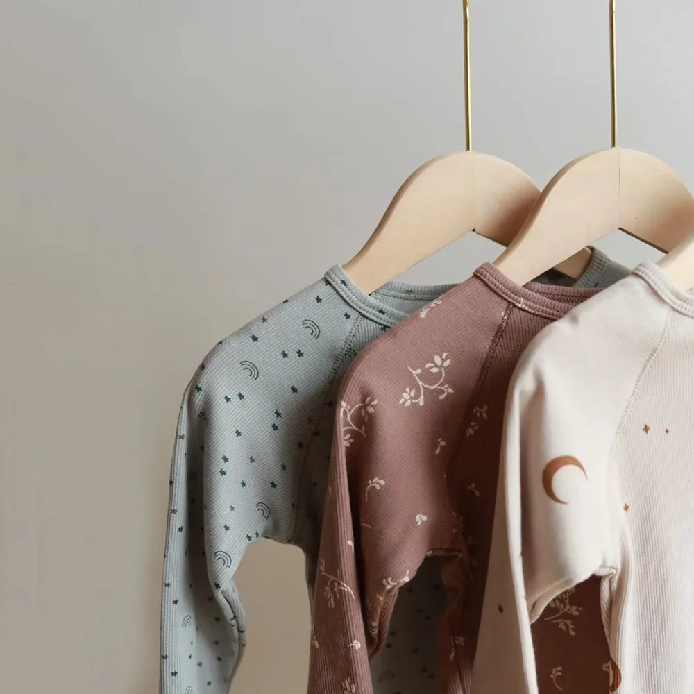 Kids Pajamas Children Sleepwear Long Sleeve Casual Solid Long Johhs Set Baby Boys Girls Clothes Cotton Nightwear Kids Clothing