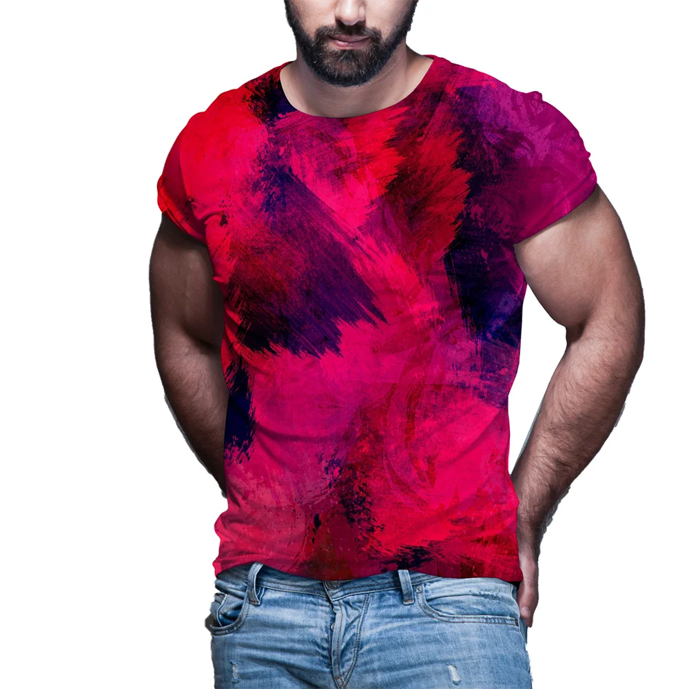 

3D Printed Abstract Color T-Shirts Summer Casual Men's Short-Sleeved Tops Tees Fashion O-Neck TShirts Daily Streetwear Male 6XL