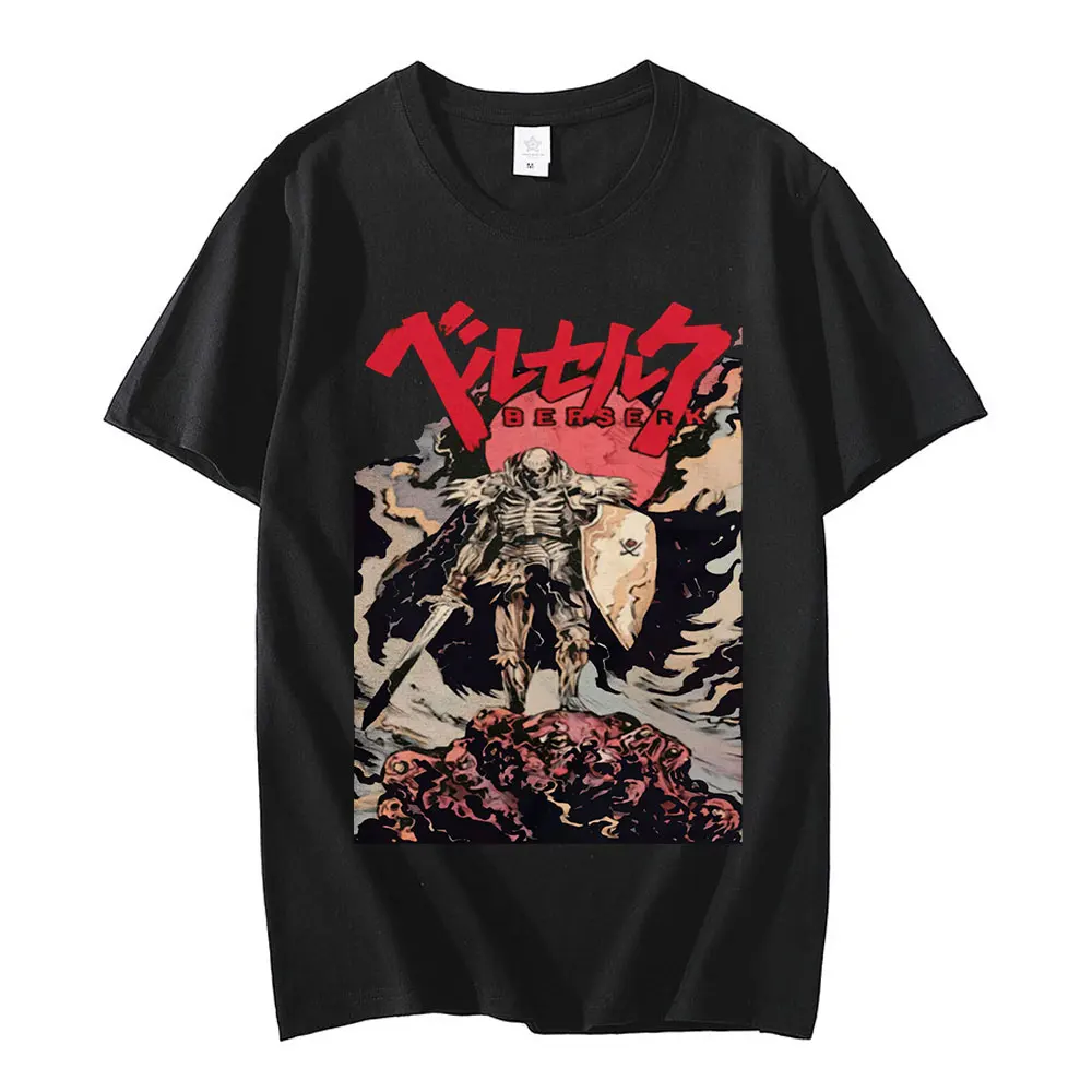 

Japanese Anime Berserk Guts Skull Knight T Shirt Men Manga Graphic Vintage T-shirt Casual Hip Hop Tops T-shirts Male Streetwear