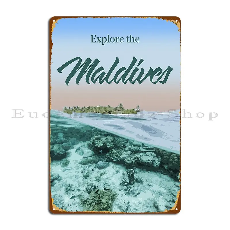 Посетите Мальдивы металлический знак кинотеатр гараж железный винтажный