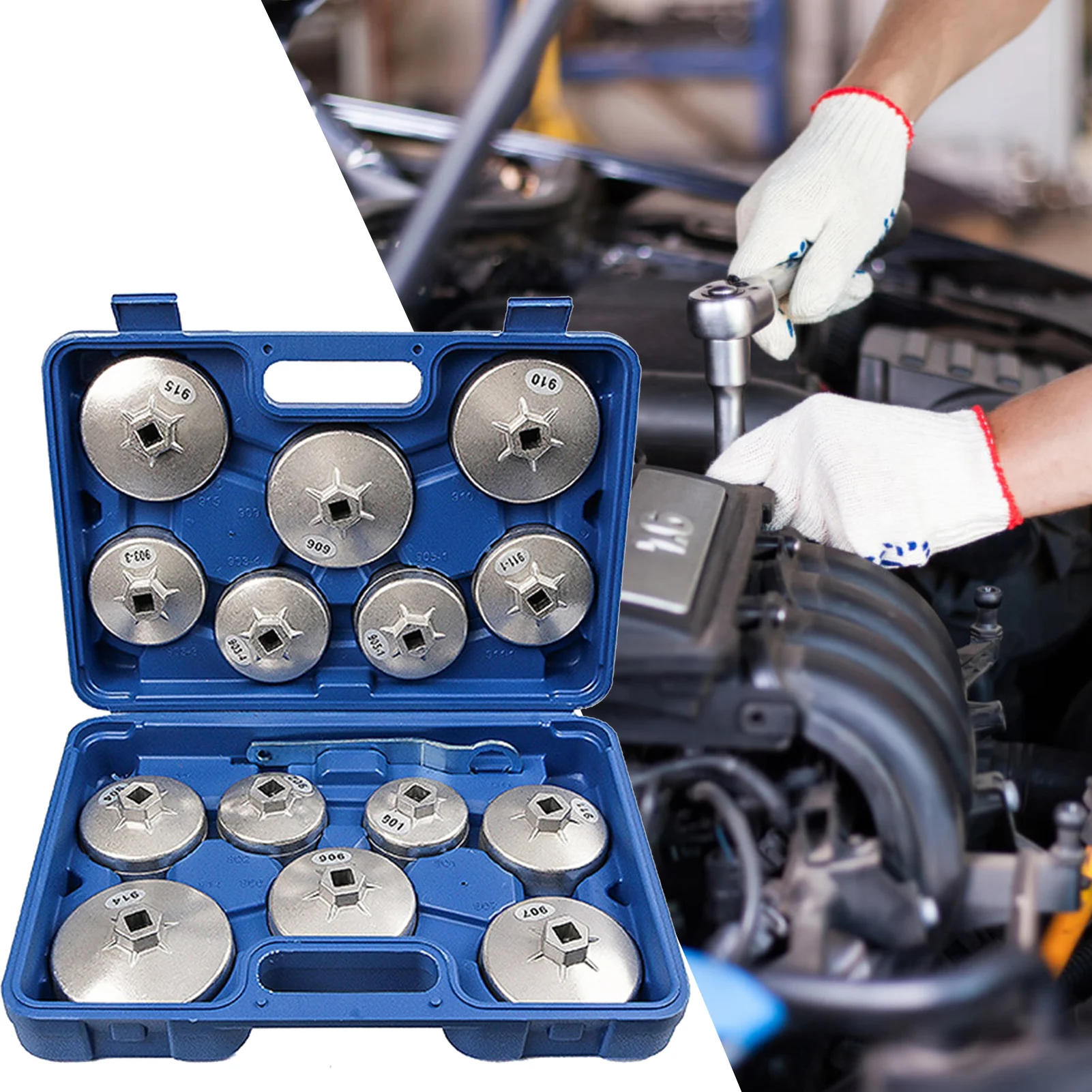 Engine Filter Sleeve Tool Set 15 Piece Socket Set Tool Kit Universal Oil Filter Removal Tool No Slipping For Engine Filters images - 6