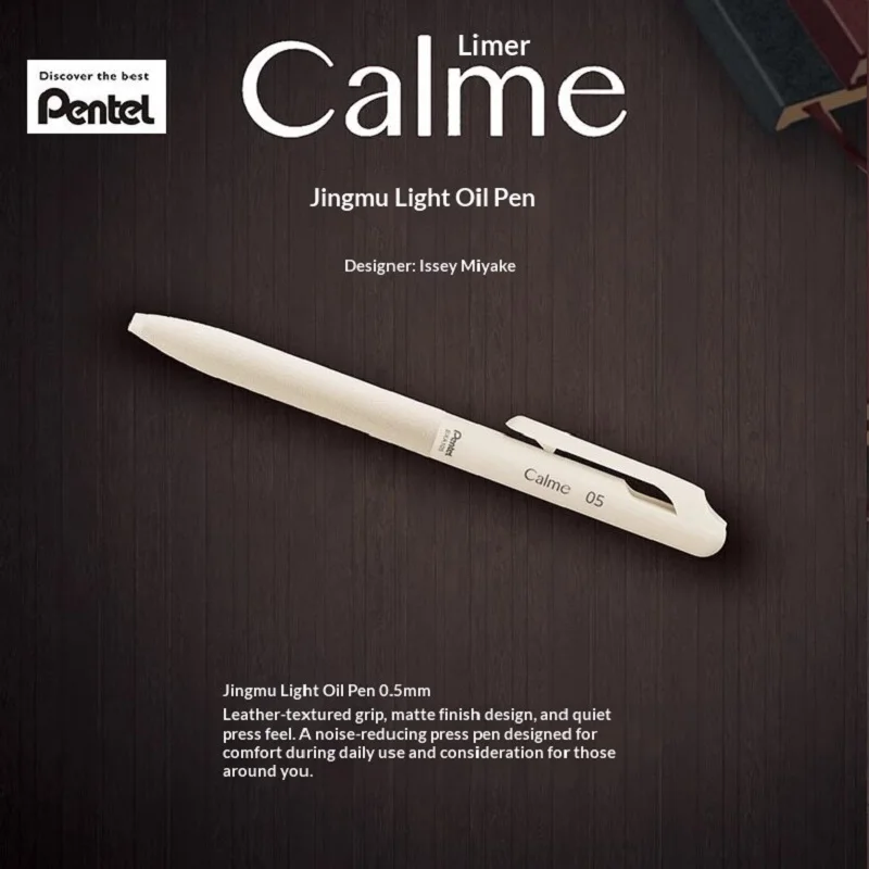 Фото Оригинальная японская шариковая ручка Pentel Calme Silent 0.5 мм, гладкое письмо, средняя толщина линии, со сменным масляным стержнем, матовая, для офиса и школы, канцелярские принадлежности №1