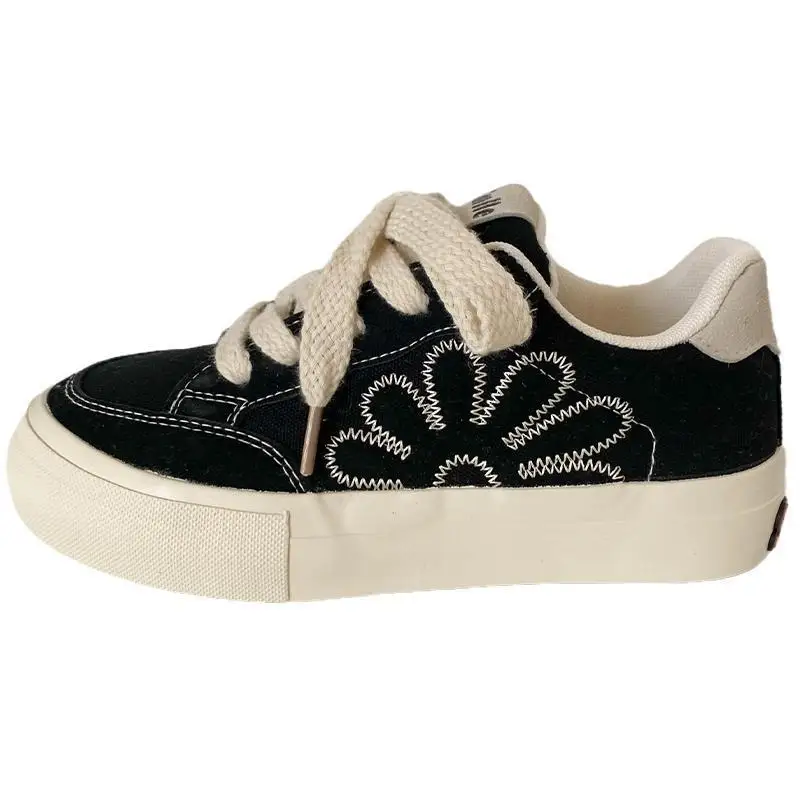 SHANPA 2023 Spring and Autumn Breathable Shoes for Women All-match Flat Canvas Embroidery Heightening Casual Zapatillas Mujer