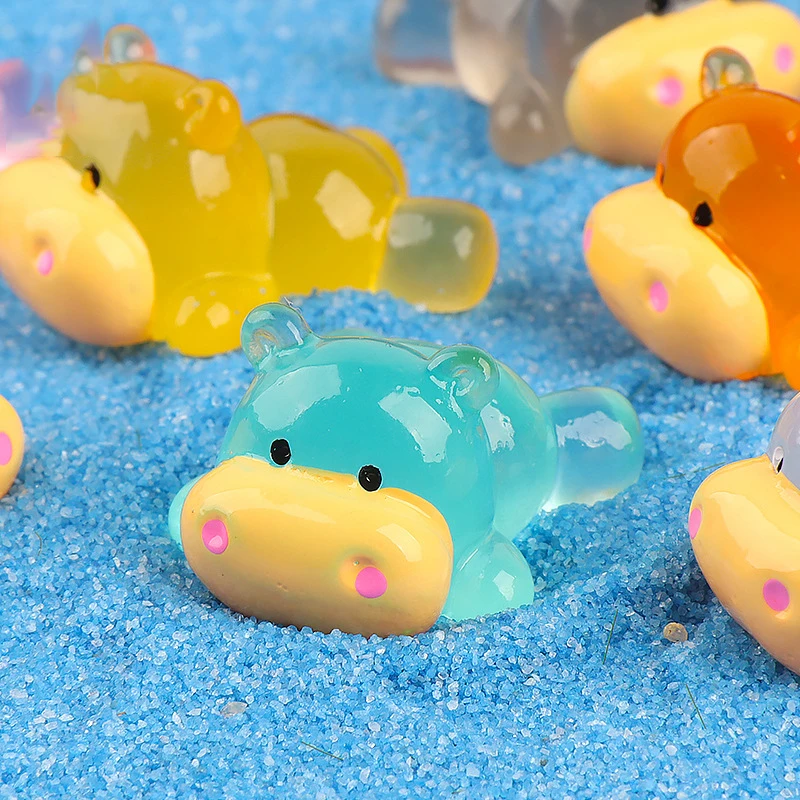 Милая светящаяся миниатюрная статуя бегемота украшение для улицы сада дома в