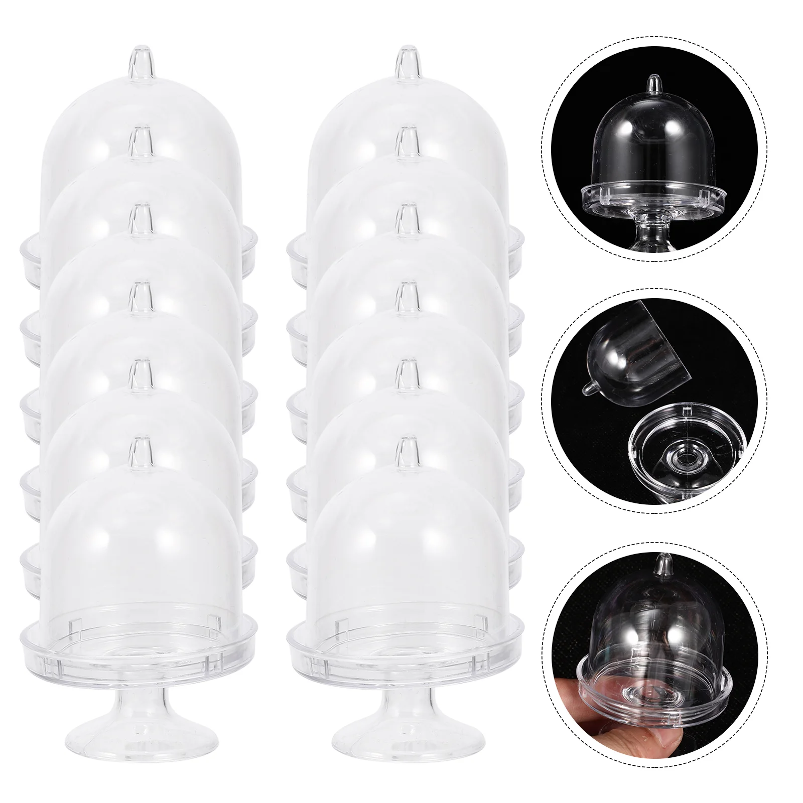

Cake Mini Plate Stand Cupcake House Displaybox Dessert Dome Coverdecor Tray Serving Cloche Holderfootedcandy Lid Tiny Supplies