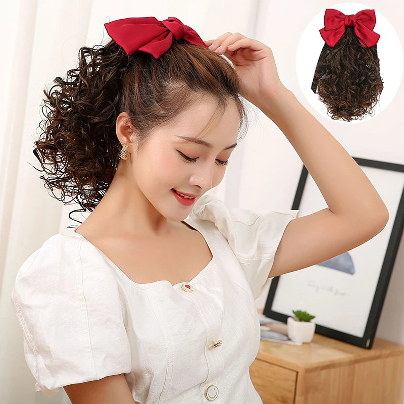 

Wig Ponytail Bow Ponytail Wig Women's Long Lace-up Hairband Matte High Temperature Silk Women's Hairband
