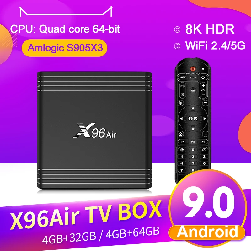 

Медиаплеер X96 Air Amlogic S905X3 H.265 Android Smart Iptv Box 8K поддержка 2,4G Wifi Iptv Box Android 2G Rom 16G Ram X96 Air
