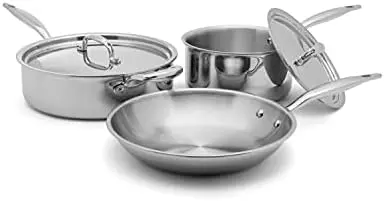 

Piece Essentials Cookware Set - USA - Strengthened 316Ti Stainless Steel with 5-Ply Construction - Induction-Ready and Fully C